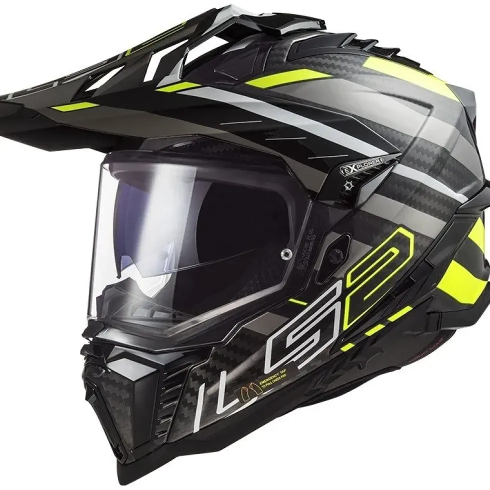 Hjälm Ls2 Mx701 Explorer Carbon Edge Svart/Gul